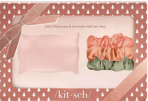 Holiday Satin Pillowcase & Scrunchie 4pc Gift Set